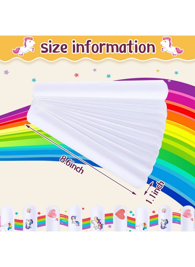 سكايليتي 24 قطعة أساور صفعة بيضاء أساور صفعة ذاتية الصنع أربطة صفعة فارغة من البلاستيك العادي أساور حفلات معصم للأطفال في أعياد الميلاد والهالوين وحفلات الكريسماس والمشروعات الحرفية المدرسية - Image 2