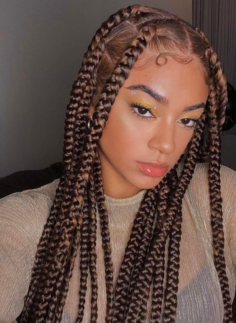 ALIABSION Pre-Stretched Braiding Hair 26 Inch 8 Packs Brown Braiding Hair Pre Stretched for Twist or Box Braids Hot Water Setting Soft Yaki Synthetic Knotless Braid Hair Extension (Color 30#) - Image 2