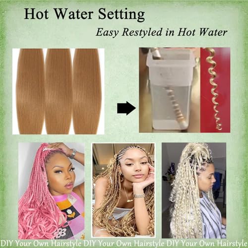 ALIABSION Pre-Stretched Braiding Hair 26 Inch 8 Packs Brown Braiding Hair Pre Stretched for Twist or Box Braids Hot Water Setting Soft Yaki Synthetic Knotless Braid Hair Extension (Color 30#) - Image 5