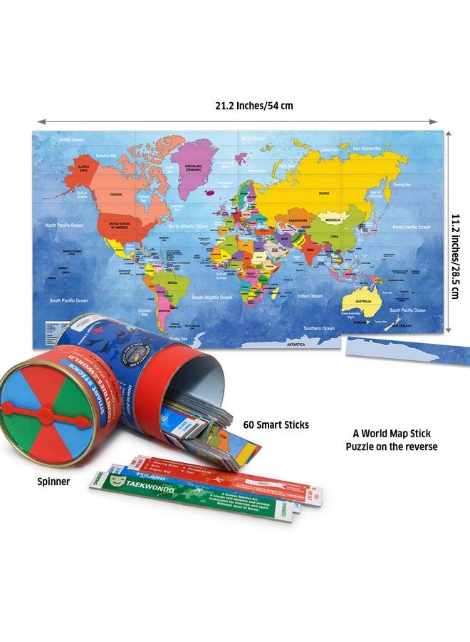 CHALK AND CHUCKLES Smart Sticks Countries Of The World Games For Kids Age 7+, Fun Educational Toys, Card Game, Map Puzzle, Birthday Return Gift For Girls, Boys 8, 9, 10, 11, 12 - Image 4