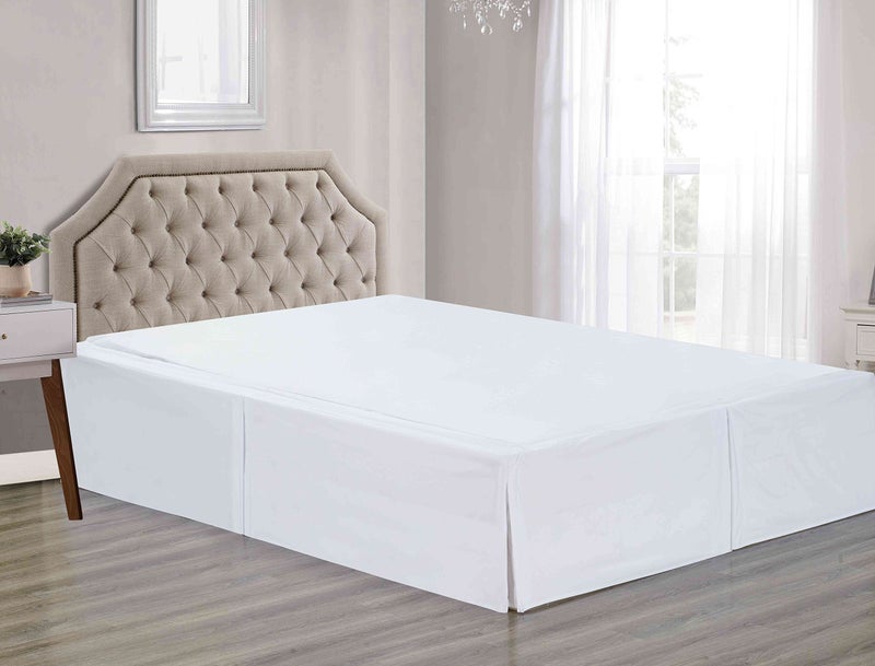 Sheets & Beyond Super Soft Solid Brushed Microfiber 14"" Pleated Bed Skirt/Dust Ruffle (Full Size  White) - Image 2