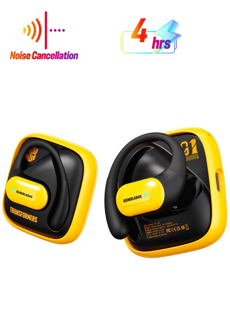 TRANSFORMERS TF-T59 OWS Earphones - Bluetooth 5.4 Wireless Earbuds with 4 Hours Playback, 100-Hour Standby, and 10m Transmission Distance for Ultimate Audio Experience - Yellow - Image 1