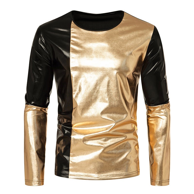 new men's T-shirt nightclub color matching long-sleeved T-shirt party clothing generation D37 - Image 5