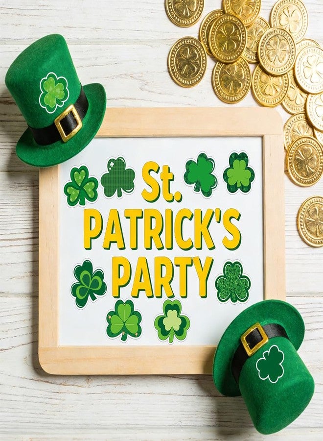 AWEELON 1000Pcs St. Patrick's Day Stickers Roll Shamrock Clover Paper Decals 10 Designs Green Sparkly Decorative Reward Seal Sticker for Envelope Journal Decor Party Supplies - Image 3