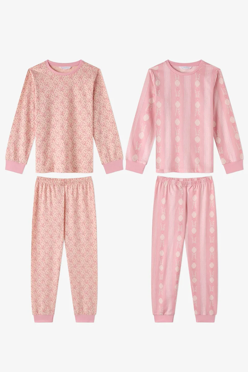 Penti PENTI Girls' Whisper Bows Cotton Long Sleeve Pajama Set