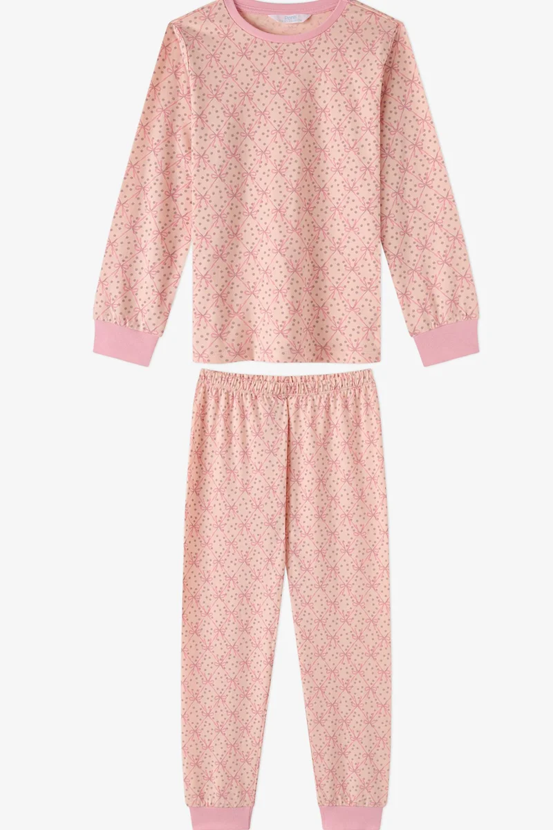Penti PENTI Girls' Whisper Bows Cotton Long Sleeve Pajama Set