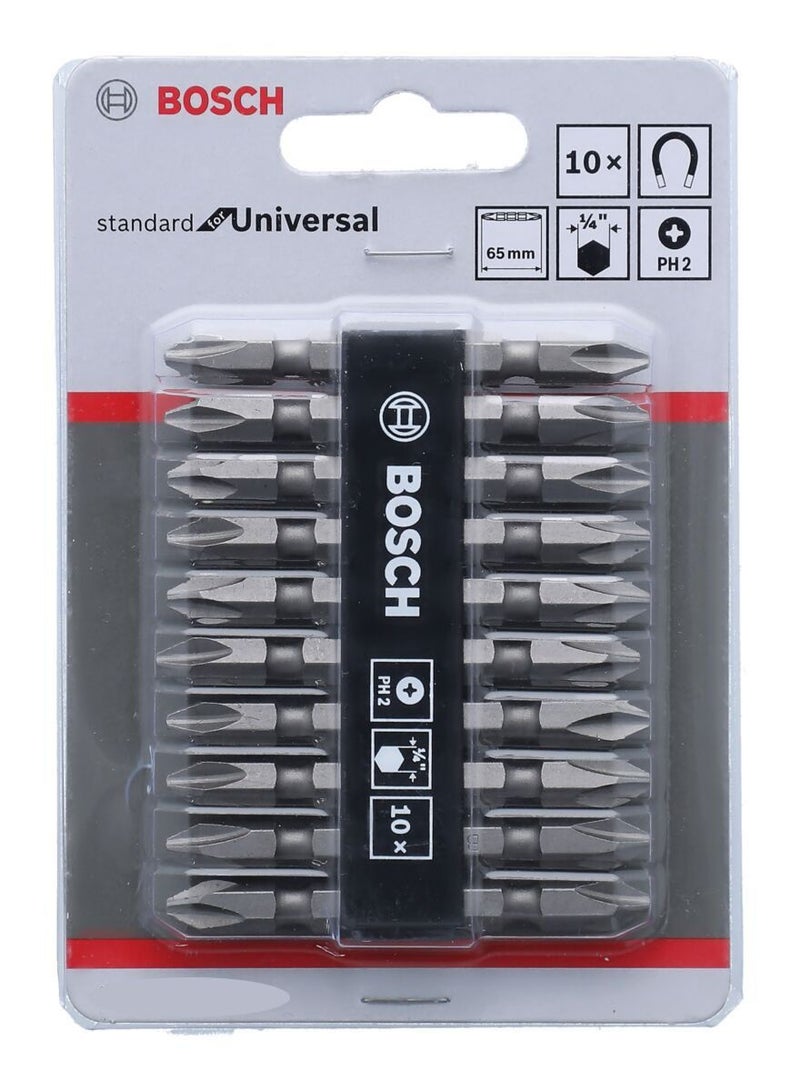 BOSCH 10-Piece Extra Hard Double Ended PH2 Screwdriver Bit Set - Image 1