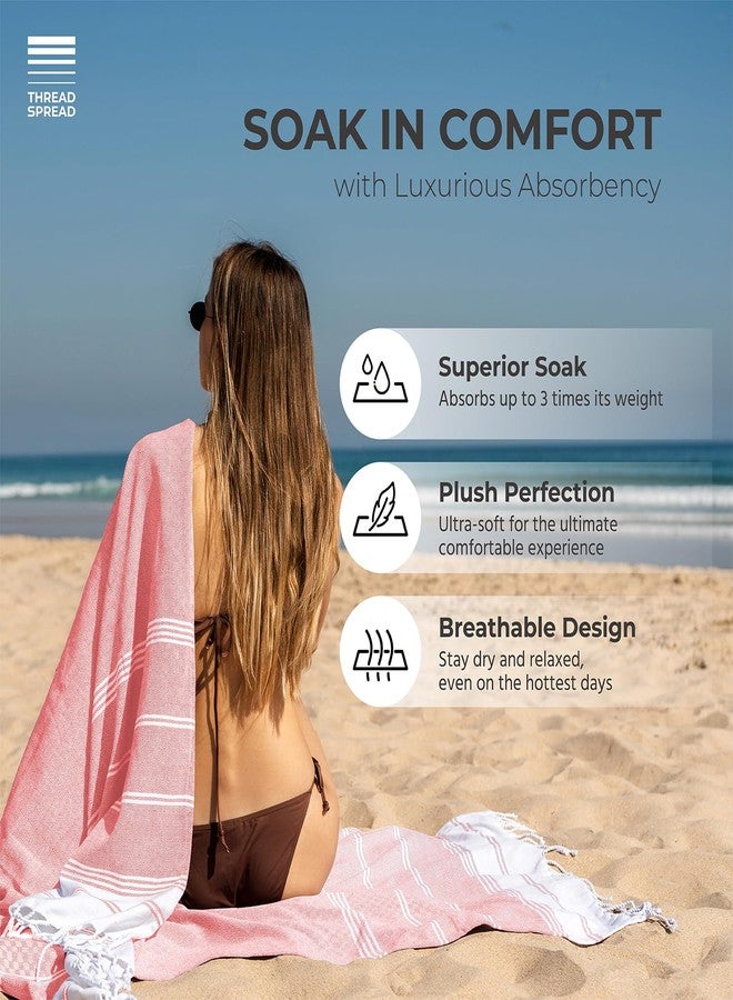 THREAD SPREAD Herringbone Turkish Beach Towels 2 Pack - 100% Cotton Quick Dry Lightweight & Absorbent, Large Turkish Bath Towels for Travel, Sand Free Oversized Beach Towel (Quartz Pink, 39" x 71") - Image 3