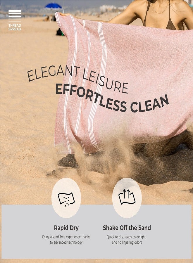 THREAD SPREAD Herringbone Turkish Beach Towels 2 Pack - 100% Cotton Quick Dry Lightweight & Absorbent, Large Turkish Bath Towels for Travel, Sand Free Oversized Beach Towel (Quartz Pink, 39" x 71") - Image 5