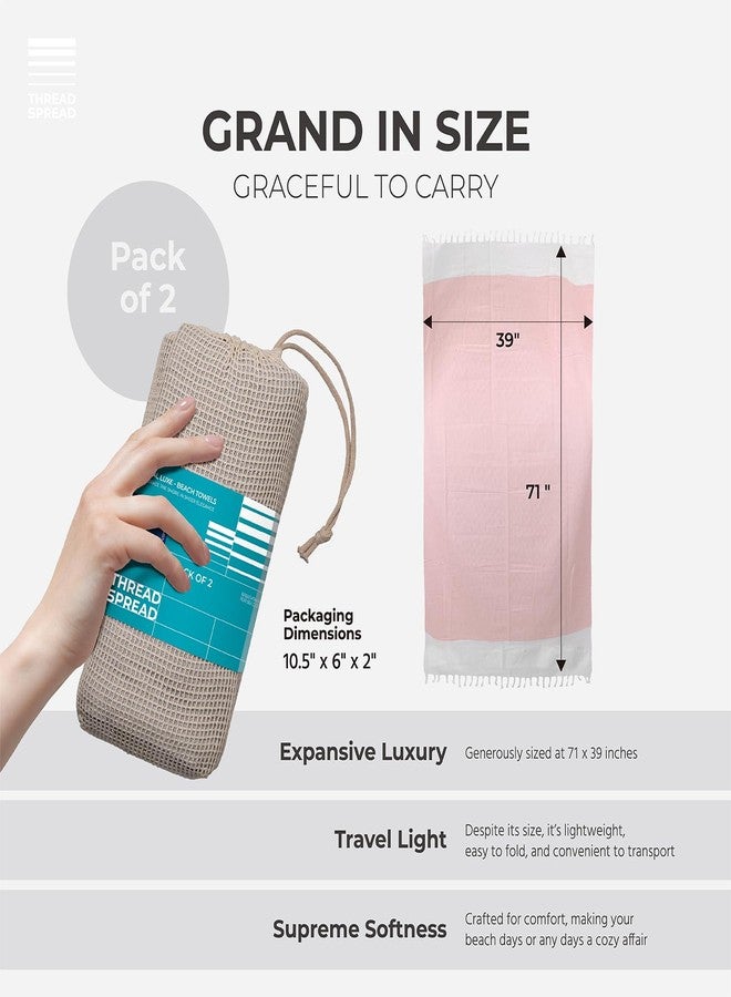 THREAD SPREAD Herringbone Turkish Beach Towels 2 Pack - 100% Cotton Quick Dry Lightweight & Absorbent, Large Turkish Bath Towels for Travel, Sand Free Oversized Beach Towel (Quartz Pink, 39" x 71") - Image 4