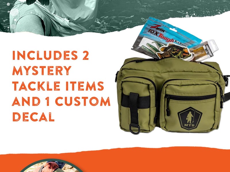 Catch Co Mystery Tackle Box Pond Prowler Sling Fishing Lure Kit â€“ Green Sling Pack with Bonus Multi-Species Bait, Fishing Gear Storage, and Decal - Image 2