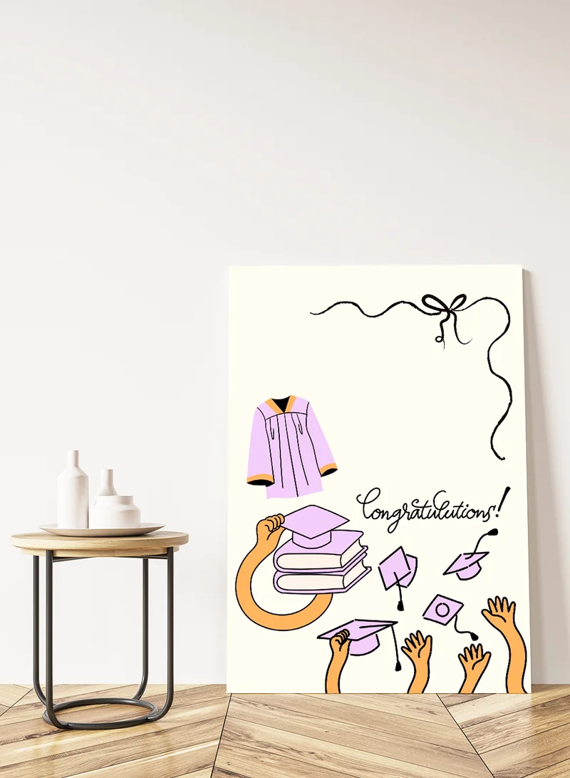 لوحة لوحة كانفاس على إطار خشبي للتهنئة بالتخرج بتصميم للاحتفال بالتخرج