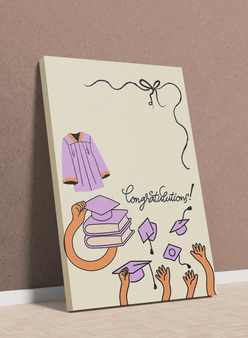 لوحة لوحة كانفاس على إطار خشبي للتهنئة بالتخرج بتصميم للاحتفال بالتخرج