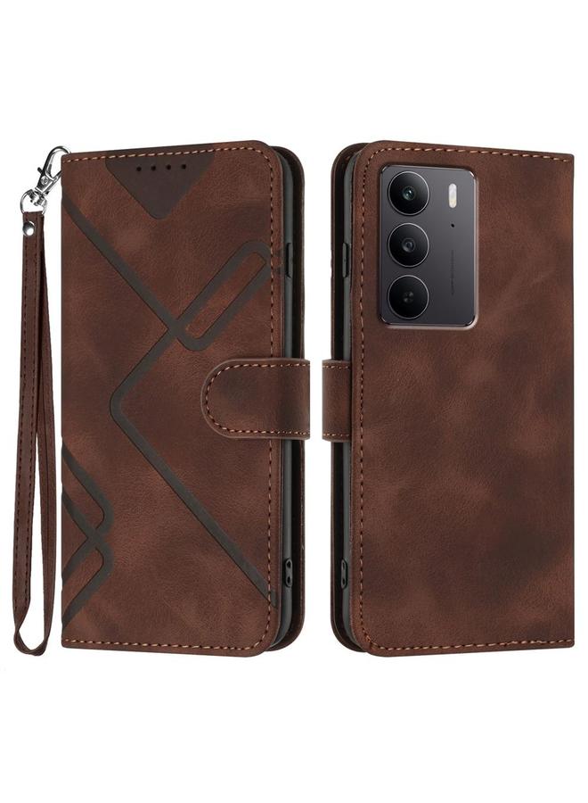 S-TOP Case For Realme C75 Global Line Pattern Skin Feel Leather Phone Case - Image 1