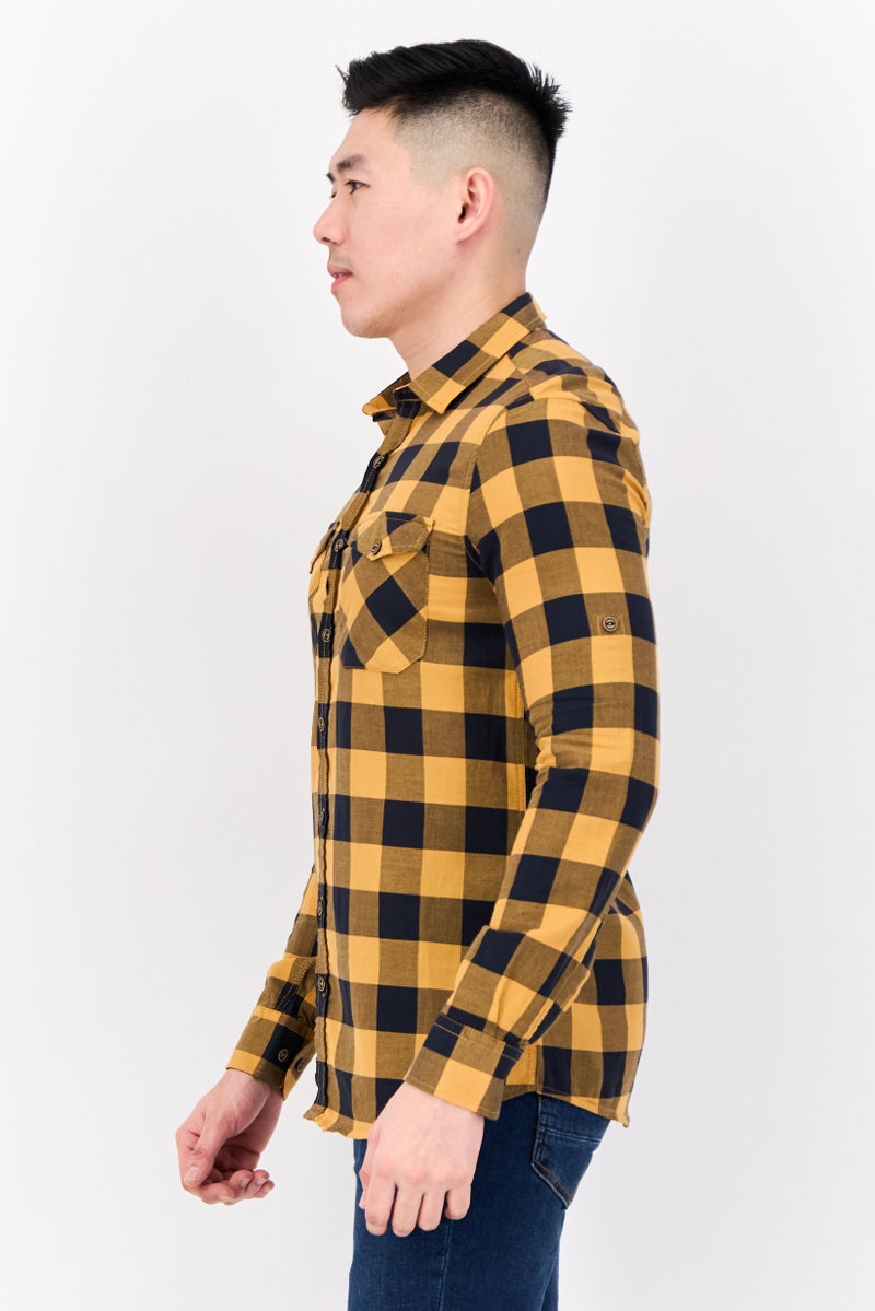 DeFacto Men Slim Fit Checkered Long Sleeve Casual Shirt, Multicolor - Image 2