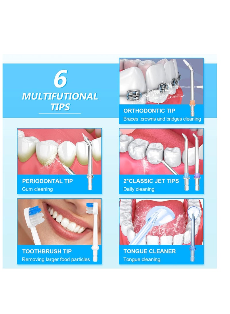 specton Water Dental Flosser, Cordless Oral Irrigator,Rechargeable Teeth Cleaners for Braces Oral Care,Waterproof and Portable for Travel with 6 Nozzles - Image 2