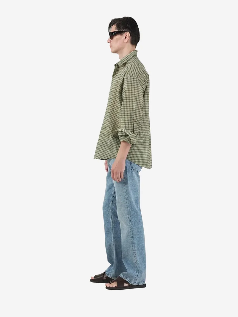 Giesto Khaki Green GIESTO Men's Relaxed Plaid Poplin Shirt for Men | Best Price UAE