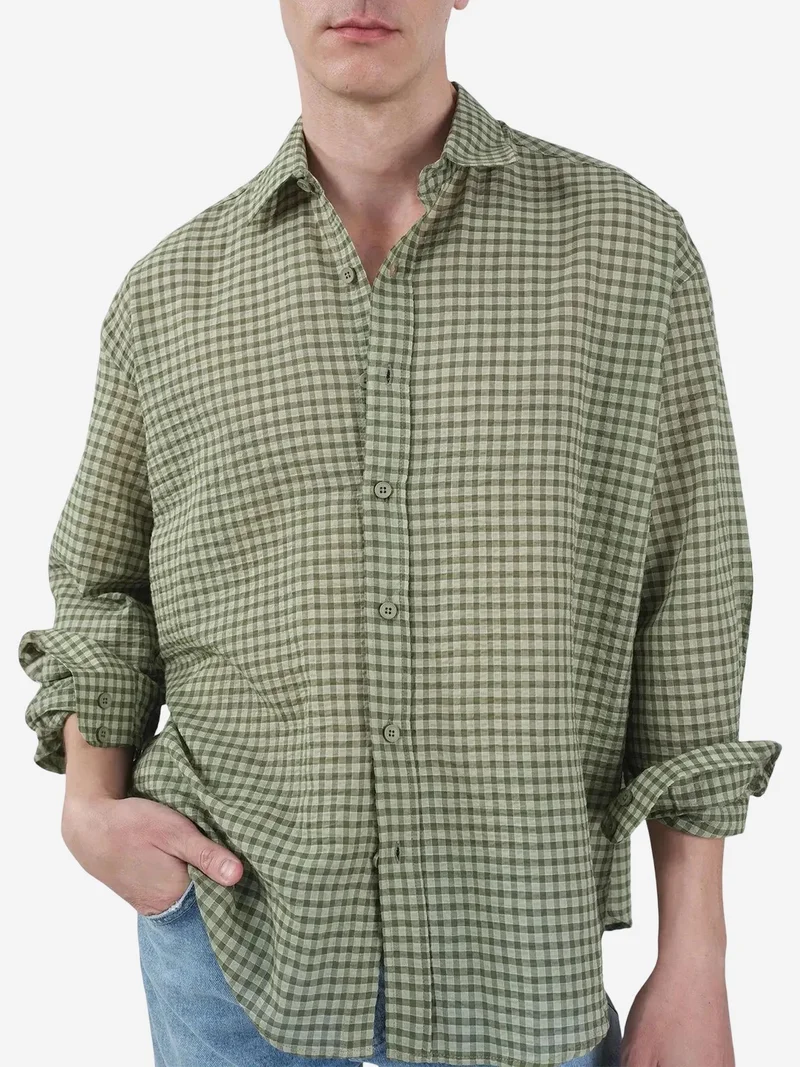 جيستو GIESTO Men's Relaxed Plaid Poplin Shirt