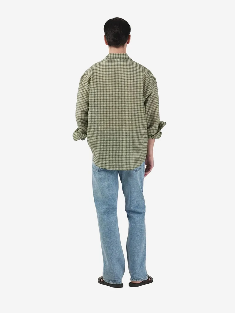 Giesto Khaki Green GIESTO Men's Relaxed Plaid Poplin Shirt for Men | Best Price UAE