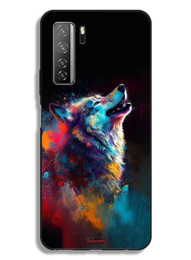 Tolwak غطاء واقي لهاتف هواوي نوفا 7 SE 5G بتصميم فني ملون للذئب - Image 2