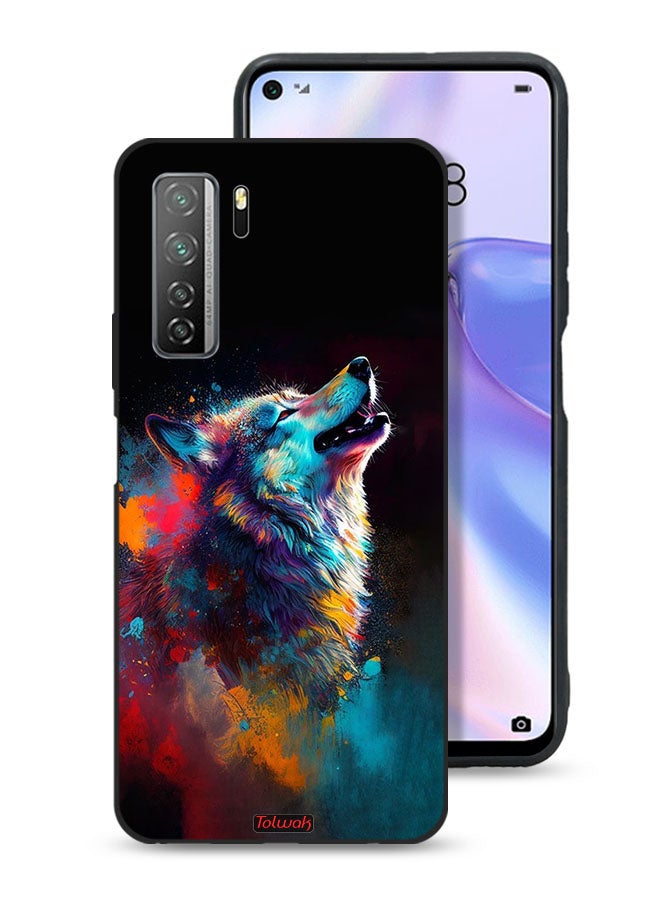 Tolwak غطاء واقي لهاتف هواوي نوفا 7 SE 5G بتصميم فني ملون للذئب - Image 1