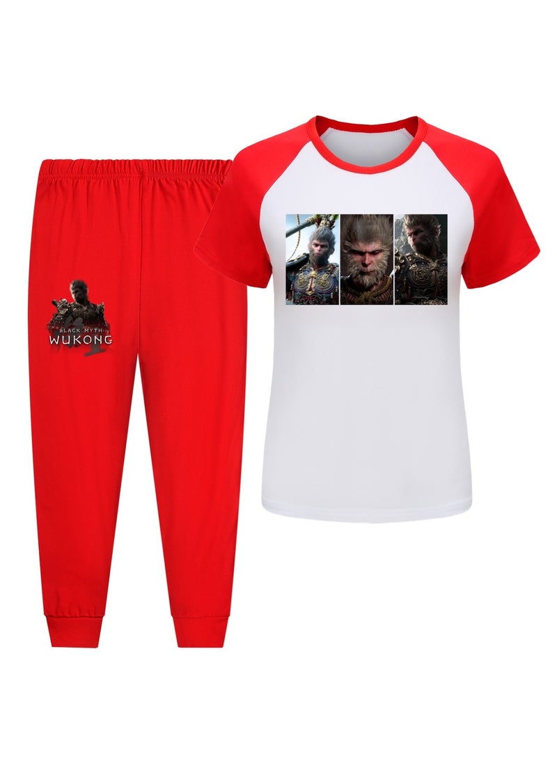 MQD Black Mythical Goku Children's Short Sleeve Pants Pajama Set 