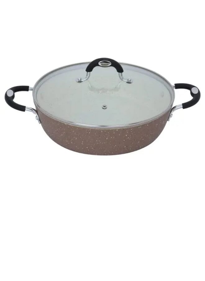 Alsaif Gallery 9 pieces Granite Cookware set with silicone glass lid Brown  - Image 5