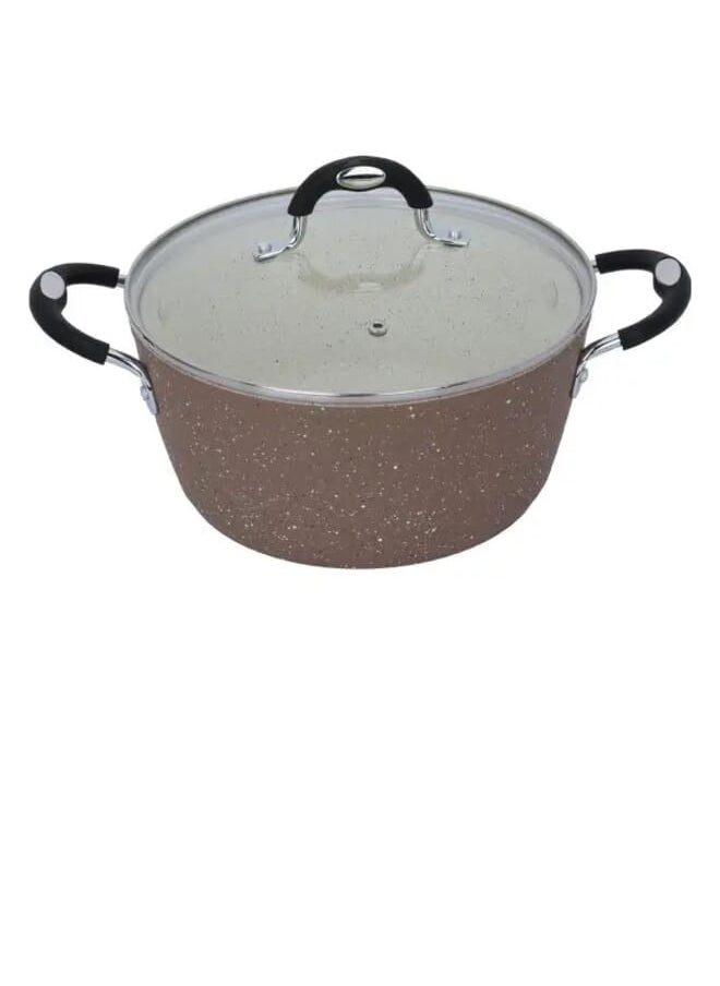 Alsaif Gallery 9 pieces Granite Cookware set with silicone glass lid Brown  - Image 3