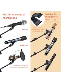LEFAFA Adjustable Microphone Stand, Tripod Boom Arm Floor Mic Stand Height Adjustable from 29.5" to 59", with 2 Mic Clips and 3/8" - 5/8" Adapter for Singing Performance Wedding Stage Meeting Live  - Image 2