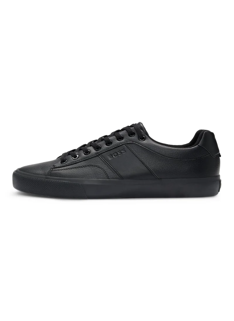 BOSS Faux-leather trainers with plain and grained textures