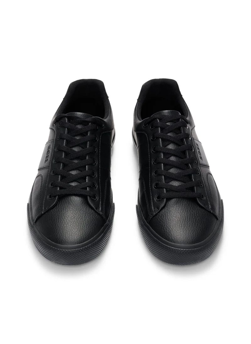 BOSS Faux-leather trainers with plain and grained textures