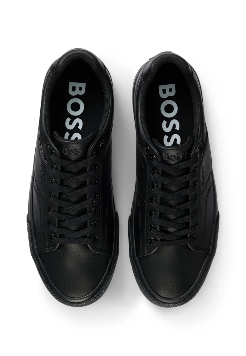 BOSS black Faux-leather sneakers with plain and grained textures for Men | Best Price UAE