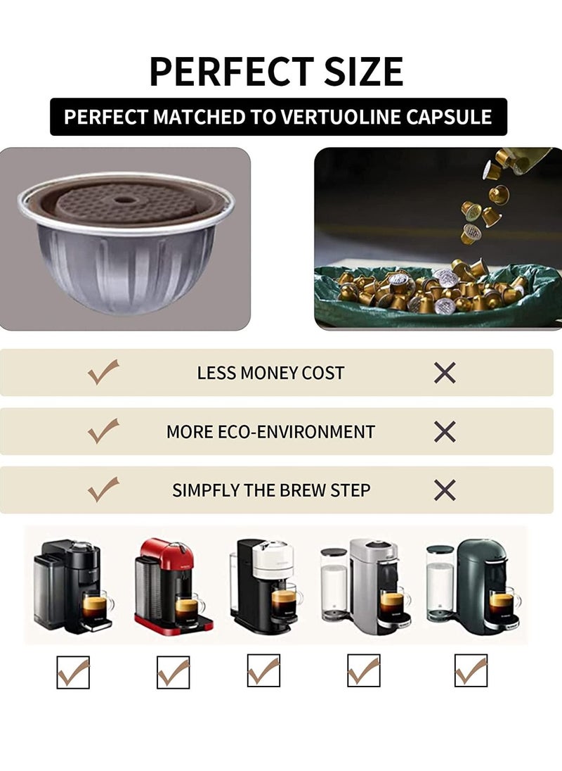 Reusable Coffee Capsule Lid for Original Vertuoline & Vertuo CapsulesPods, Food Grade Silicone Cap Refillable Nespresso with Scoop and Brush, 4 PCS