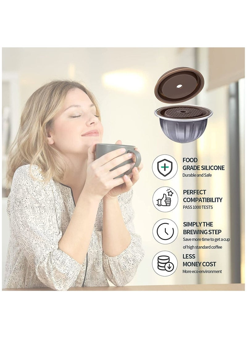 Reusable Coffee Capsule Lid for Original Vertuoline & Vertuo CapsulesPods, Food Grade Silicone Cap Refillable Nespresso with Scoop and Brush, 4 PCS