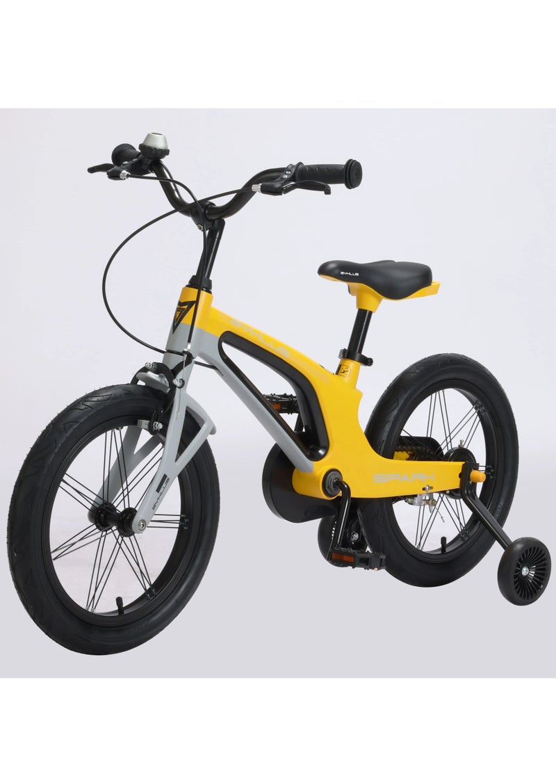 ZYKLUS Zyklus 16" Spark Magnesium Kids Bike Yellow - Lightweight, Adjustable, Disc Brake, Training Wheels, Durable Design for Ages 4-8, Safe & Stylish Bike for Young Riders  - Image 1