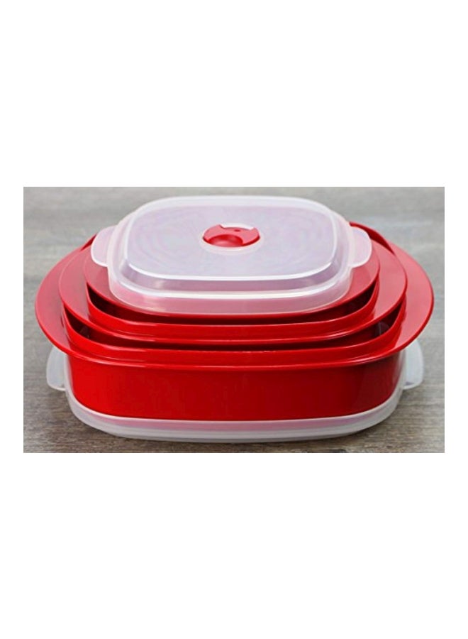 Reston Lloyd Nesting Microwave Containers, Set of 3, Adjustable Steam Vents, Airtight, Meal Prep, Durable BPA-Free Plastic- Freezer & Dishwasher Safe, Cookware & Food Storage, Anyday Cookware, Red - Image 2
