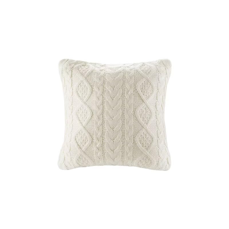 DOKOT Decorative Knit Throw Pillow Cover Chiristmas Farmhouse Sweater Square Warm Cushion Cover for Couch, Bed, Home Accent Decor (Cream, (18x18 inches(45x45cm))