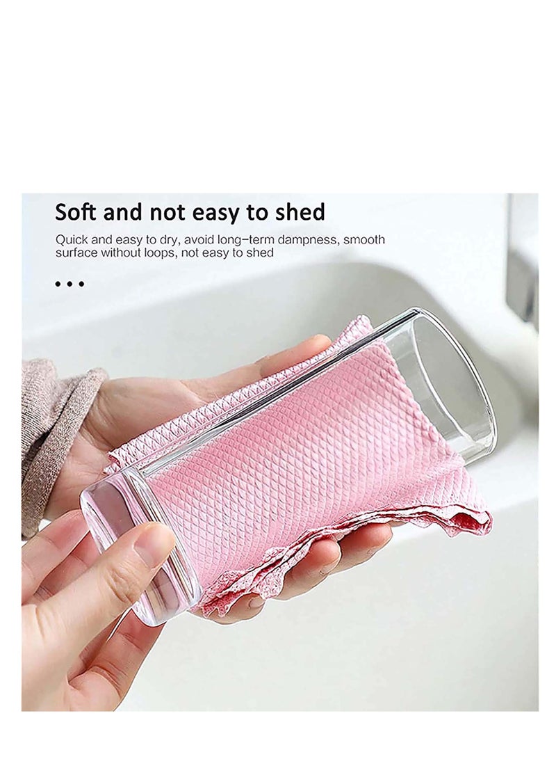 Fish Scale Rag, 10 Pcs Wave Pattern Fish Scale Cloth Rag, Cleaning Cloth, Reusable Household Cleaning Rag, for Windows Cars Mirrors Stainless Steel Cleaning Housework - Image 5