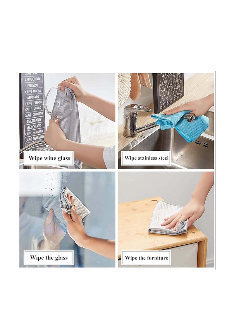 Fish Scale Rag, 10 Pcs Wave Pattern Fish Scale Cloth Rag, Cleaning Cloth, Reusable Household Cleaning Rag, for Windows Cars Mirrors Stainless Steel Cleaning Housework - Image 4