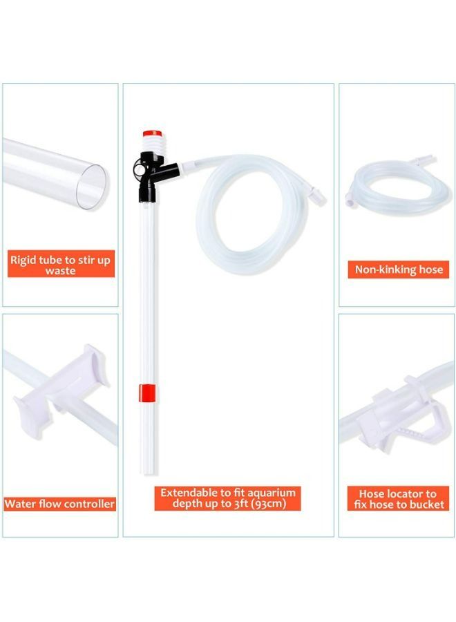 منظف رمل الأكواريوم B&K مع فوهة طويلة لتغيير المياه بسرعة وتنظيف الفلتر مع وحدة تحكم قابلة للتعديل لتدفق المياه - Image 5