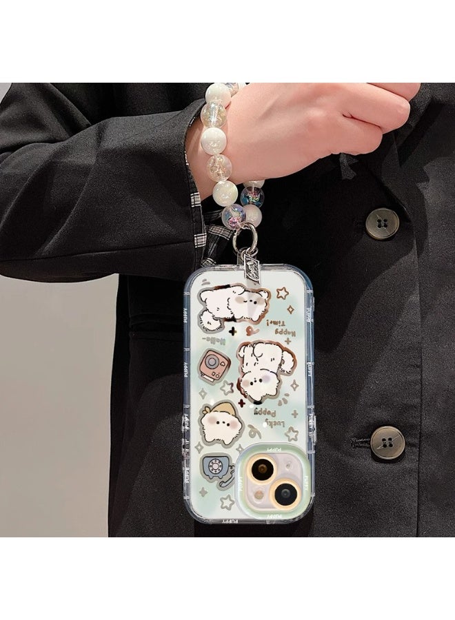 NIBEMINENT Protective TPU Case Cover For iPhone 14 Plus, Cream Mirror With Chain - Image 2