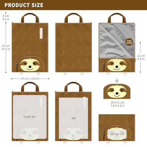 Mayplous A4 Document Bag Portable File Organizer with Zipper Handle Large 37x27 cm Portfolio Folder for Office School Business Travel Conferences Sloth - Image 3