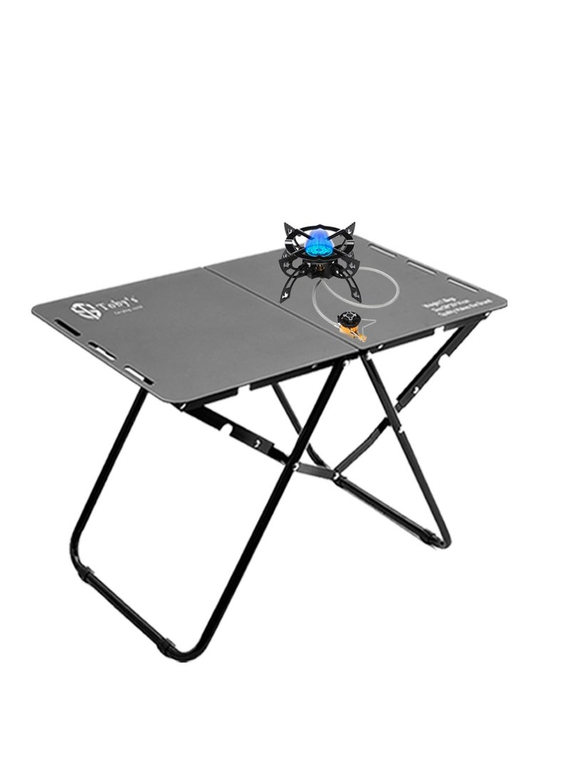 توبيز موقد توبى 3800 وات محمول من سبائك مقاوم للرياح مع إشعال بيزو + طاولة توبى 12 خفيفة الوزن قابلة للطي من الألومنيوم للرحلات، التخييم، النزهات والسفر - Image 1