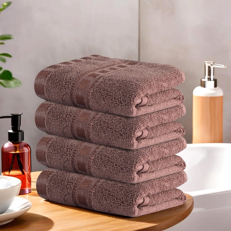 Kuber Industries Kuber Industries Pack of 4 Cotton Hand/Face Towels For Men & Women | Easily Washable | Workout Gym Napkins For Men | Pocket Towel - Brown  - Image 1
