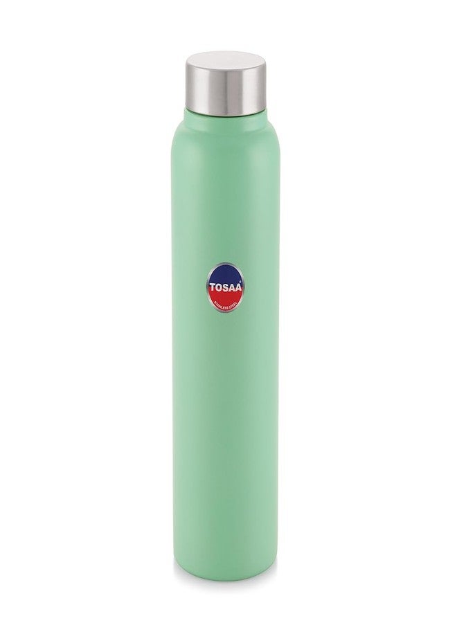 Tosaa Stainless Steel Sleek Design Fridge Water Bottle| Durable, Leak Proof | BPA Free | Bottle for Kids, School -900ml - Pestal Green
