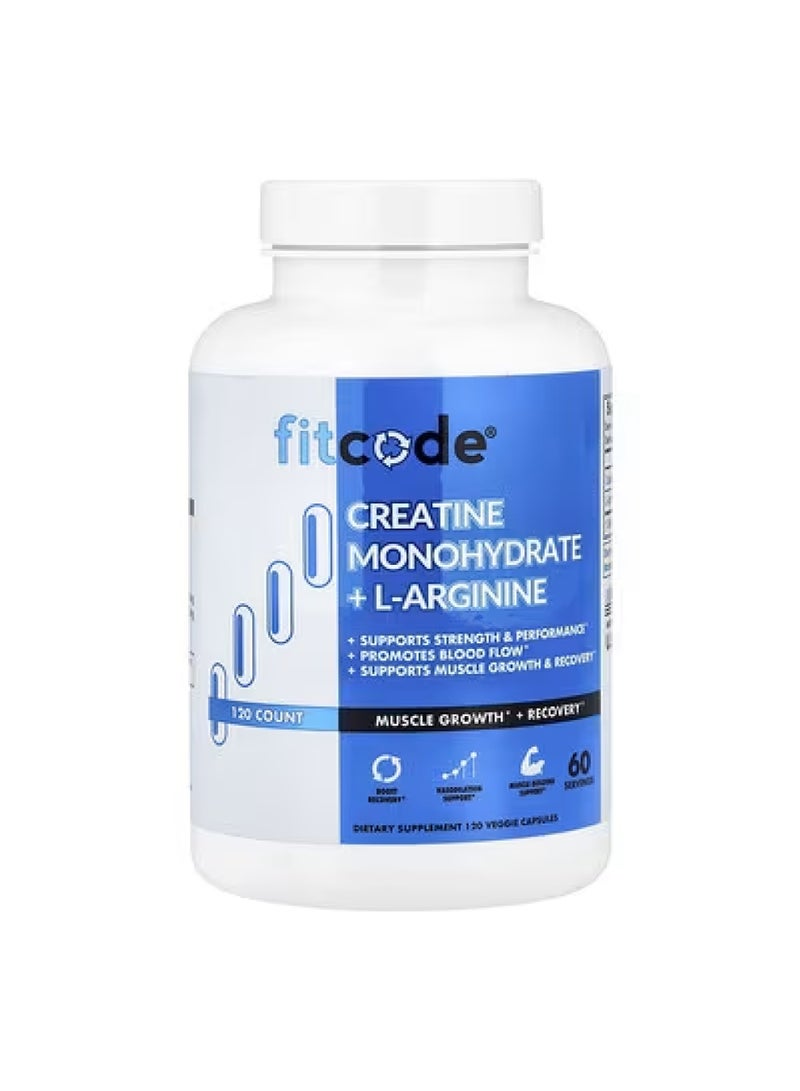فيتكود كرياتين أحادي الهيدرات + إل-أرجينين، 120 كبسولة نباتية