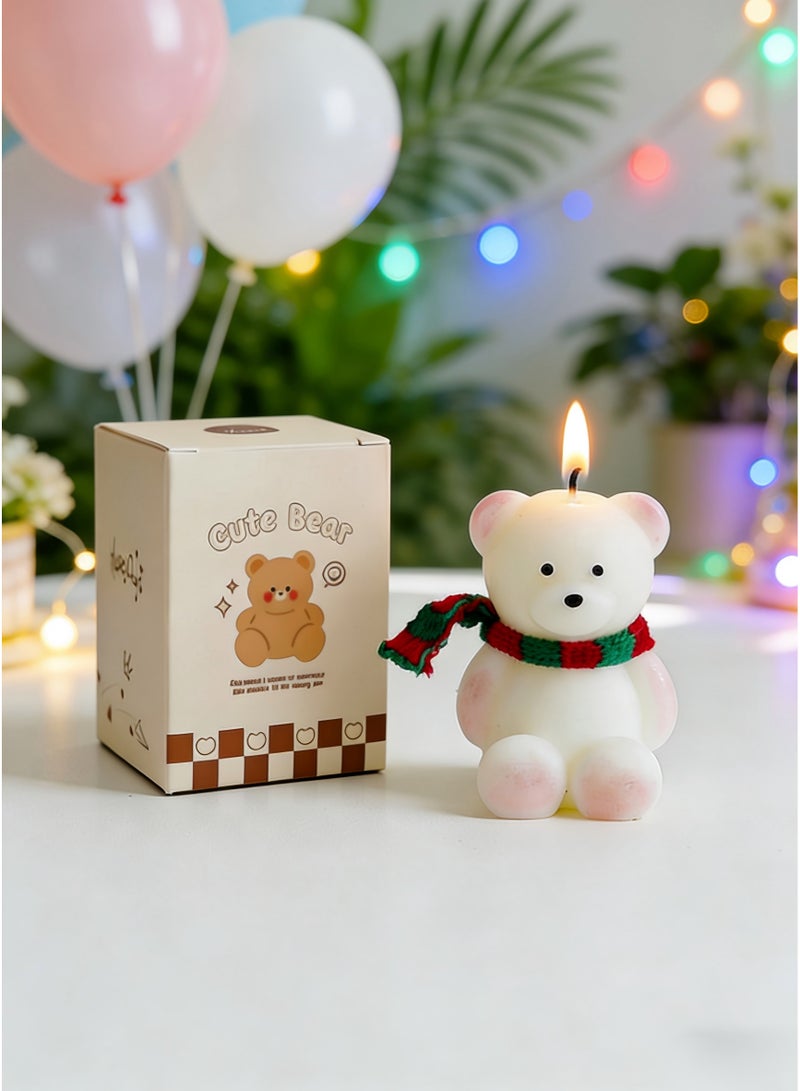 MOOCO Bear Candle Handmade ,Scented Candle Gift,Home Decoration,Fragrance[Fresh Floral and Fruity Fragrance] ,Natural Soybean Wax,Cute and Creative Themed Gift ,Relaxing and Calming Fragrance,Birthday,Wedding,Anniversary,Party,Souvenir,Yoga,Relaxing SPA,Bathroom,Gift for Stress Relief,Meditation, Aroma Candle for Men and Women, Natural for Home & Office,White - Image 4