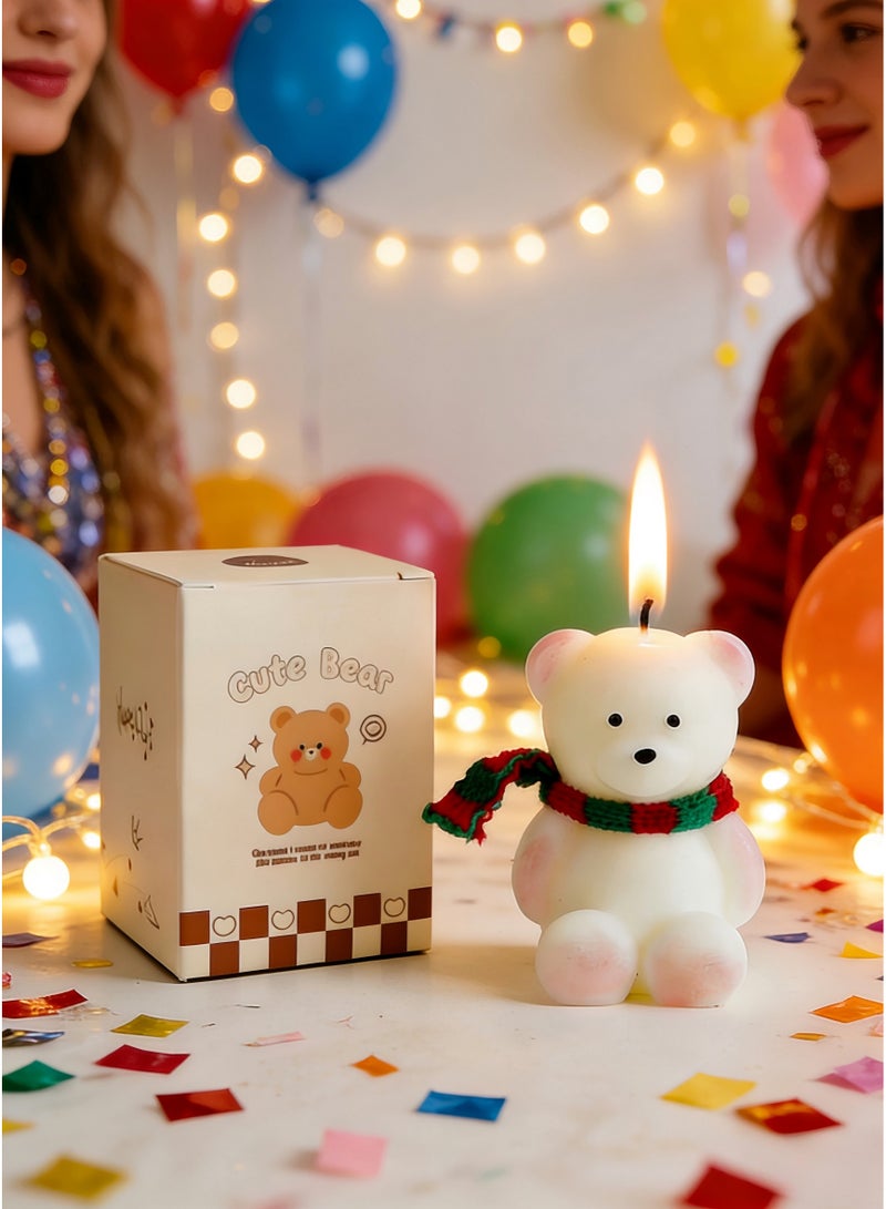 MOOCO Bear Candle Handmade ,Scented Candle Gift,Home Decoration,Fragrance[Fresh Floral and Fruity Fragrance] ,Natural Soybean Wax,Cute and Creative Themed Gift ,Relaxing and Calming Fragrance,Birthday,Wedding,Anniversary,Party,Souvenir,Yoga,Relaxing SPA,Bathroom,Gift for Stress Relief,Meditation, Aroma Candle for Men and Women, Natural for Home & Office,White - Image 5