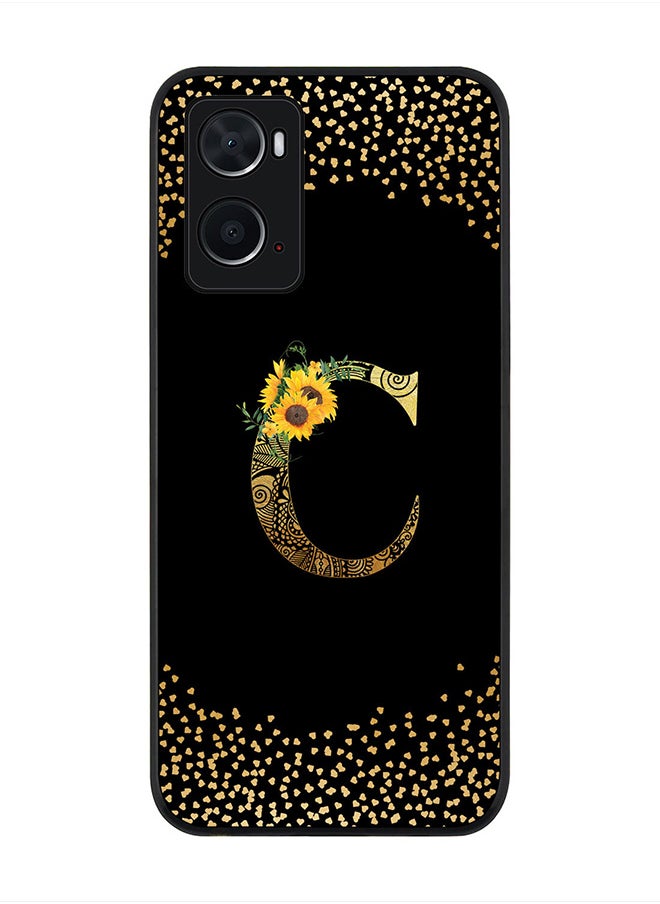 Stylizedd - Rugged Black Edge Case for Oppo A96 4G /A36 /A76, Slim fit Soft Case Custom Monogram Initial Letter Mandala Floral Pattern Alphabet-C(Black) - Image 1