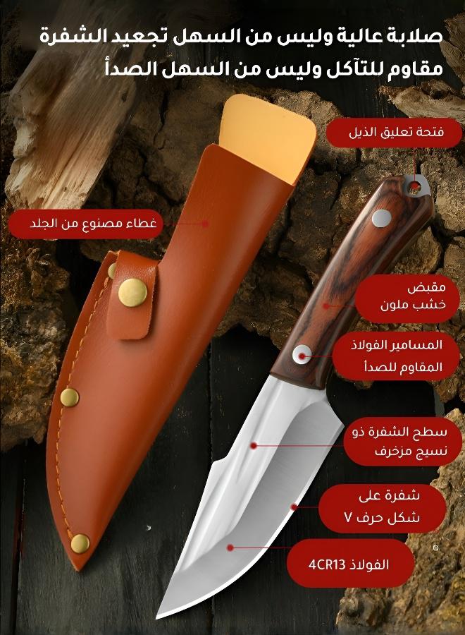 أداة يدوية مدمجة للاستخدامات الخارجية，سكين لحم محمول باليد، سكين تقطيع لحوم الشواء في الهواء الطلق، سكين تخييم، سكين سميك مصنوع يدويًا، سكين مطبخ، سكين صغير - Image 4